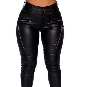 Sexy PU Leather Womens Pencil Pants